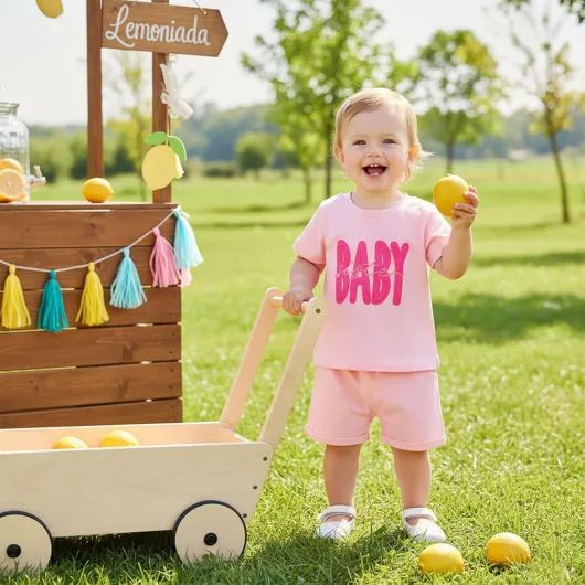 Toddler Girls Clothes Short Sleeve Shirts Pink Shorts Baby Girl Summer Outfit Embroidery Cute Infant Outfits 18-24 Months Pink