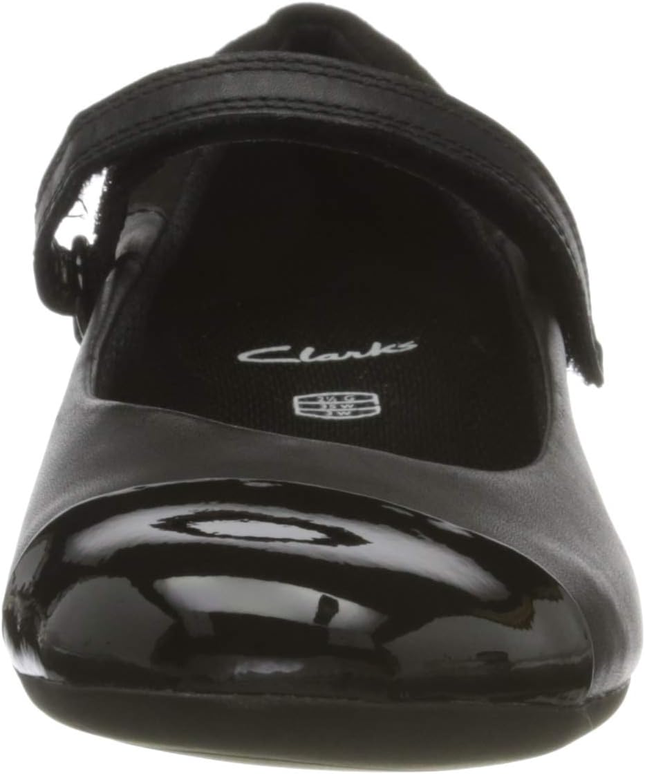 Girl's Scala Gem Y Ballet Flats 1.5 UK Black Leather