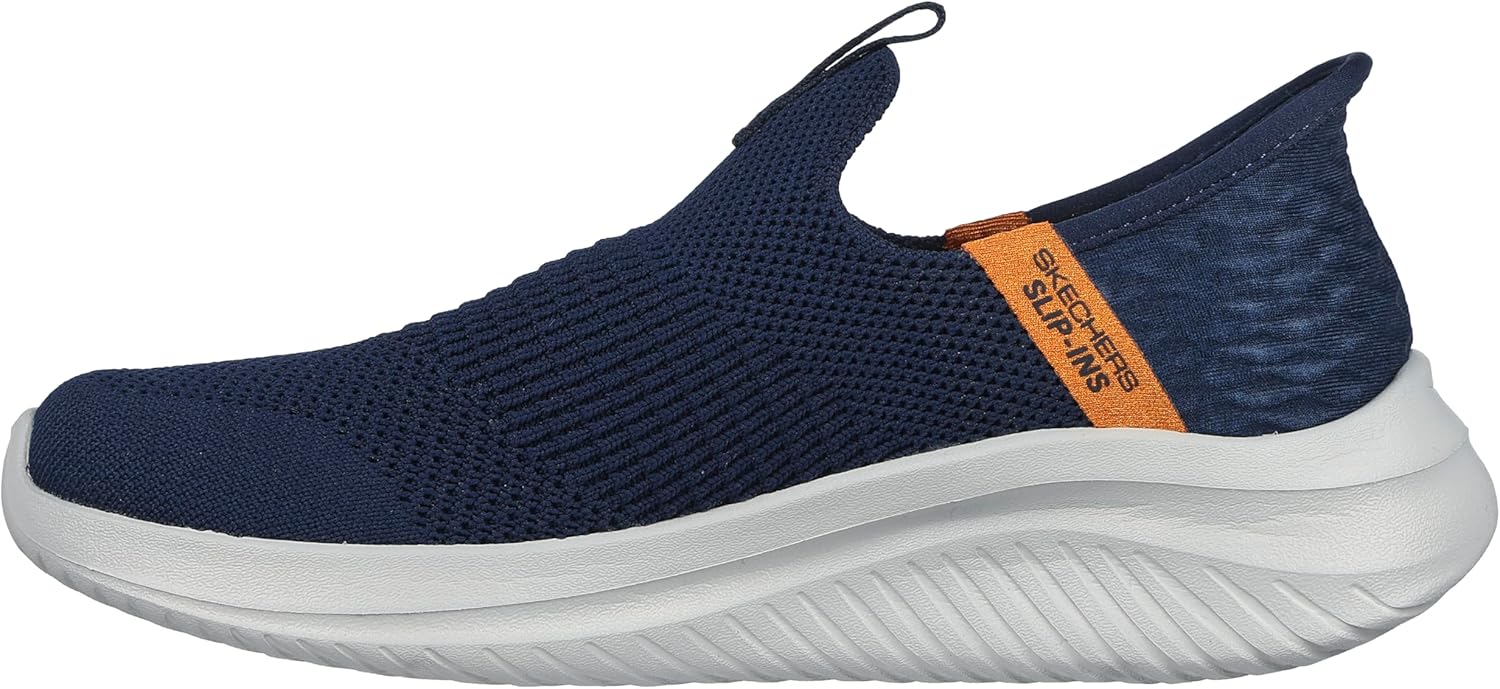 Boy's Ultra Flex 3.0 - Brisk-specSneaker 4 UK Navy Textile Orange Trim
