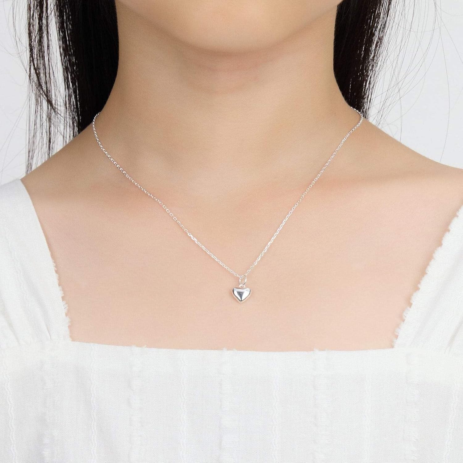 Kid's Sterling Silver Heart Necklace Created with Zircondia® Crystals