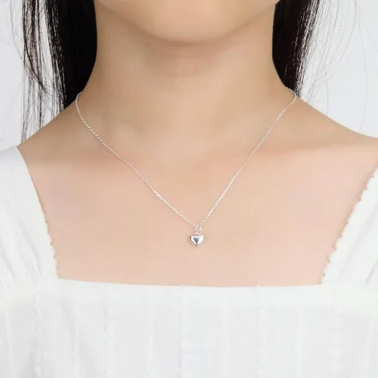 Kid's Sterling Silver Heart Necklace Created with Zircondia® Crystals