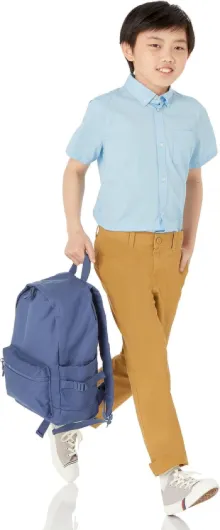 Boy's Uniform Straight-Fit Flat-Front Chino Trousers 3 Dark Khaki Brown 3 Years