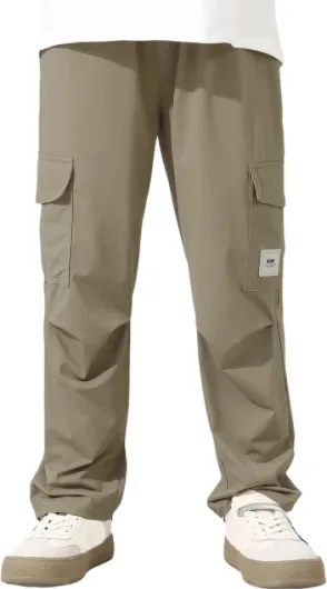 Boys Cargo Joggers, Lightweight Quick Dry Elasticated Waist Trousers Outdoor Sports Pants with Multipockets for Kids Khaki 10-11 Years