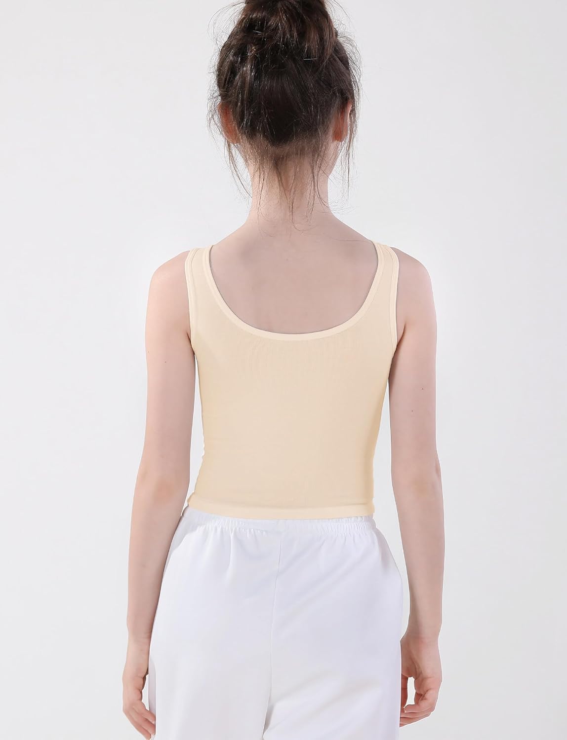 Girls Undershirts Summer Vest Tops Children Sleeveless Camisoles Tanks Top Kids Yoga Gym Training Bras Underwear Soft Breathable 2/3 Pack Nude/Pink 9-10 Years