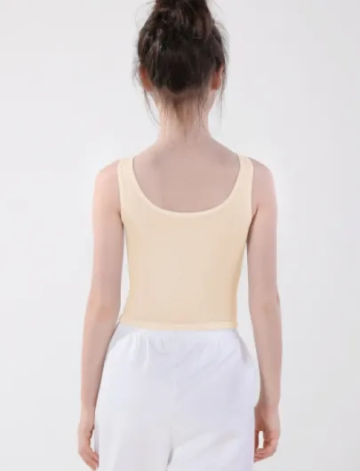 Girls Undershirts Summer Vest Tops Children Sleeveless Camisoles Tanks Top Kids Yoga Gym Training Bras Underwear Soft Breathable 2/3 Pack Nude/Pink 9-10 Years