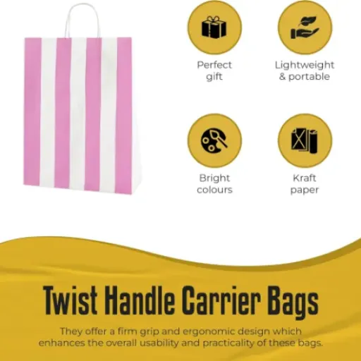 Thepaperbagstore Light Pink/White Stripe Bags Review: simple, sturdy party and gift bags that just work