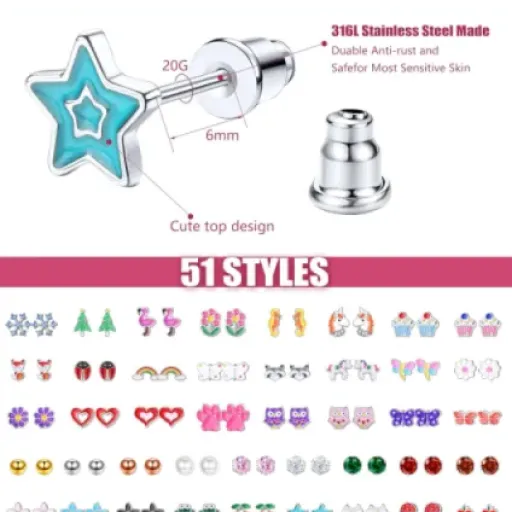 MILACOLATO 51Pairs Kids Earrings Review: a big cheap set for kids who want to change every day