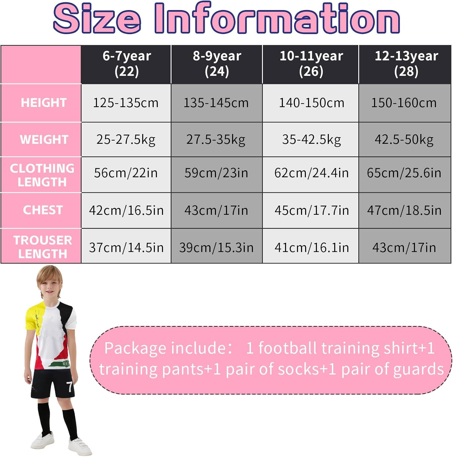 Kids Football kit,#7#10 Commemorative Edition Soccer Jerseys Football Kits for Kids Boys Girls,Training Shirts Shorts Socks Guard Plate Keychain, Gifts for Children White 8-9 Years