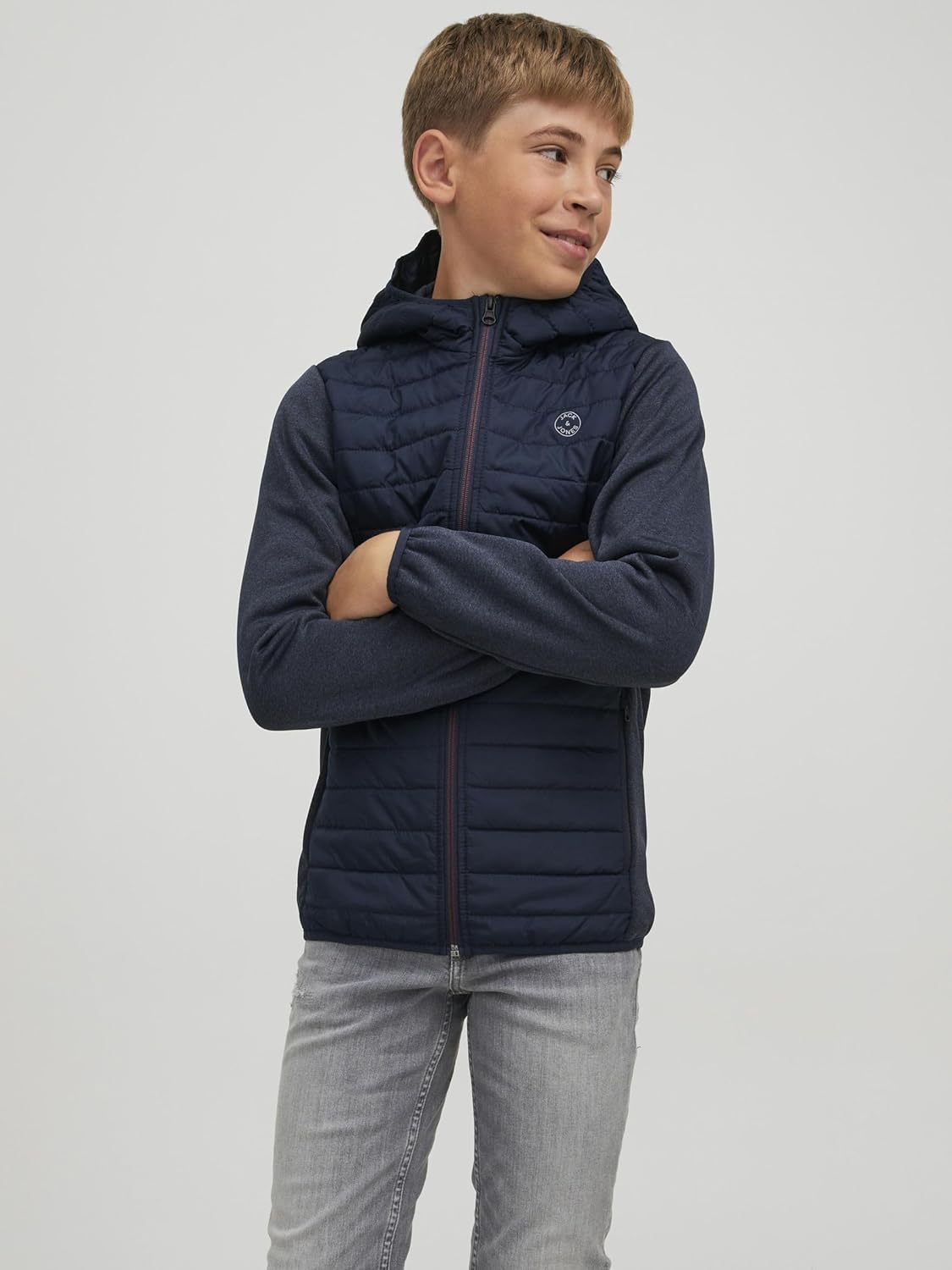 JACK & JONES Boy's Jjemulti Quilted Jacket Jr 176 Navy Blazer/Detail:SET-IN SLEEVES