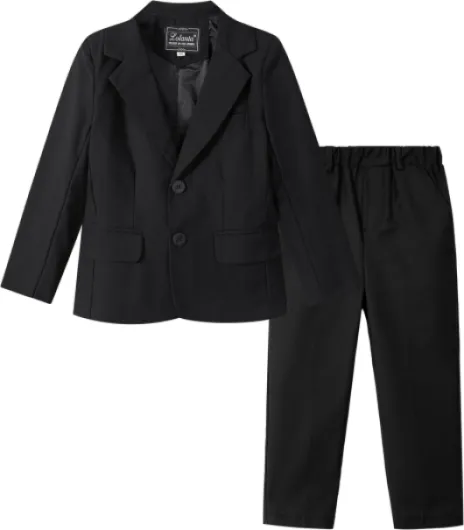 2 Piece Boys Suits Set, Kids Blazer & Trousers, Leisurewear or Wedding Party Pageboy Outfit for 2-13 Years 10-11 Years Black