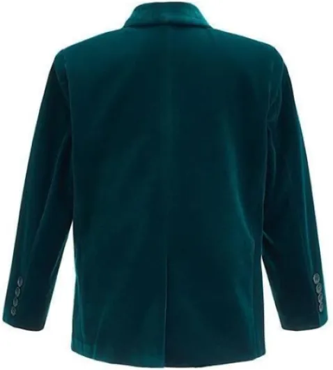 Boys Velvet Blazer Kid Suit Jacket Paisley Lining Smart Casual Formal Coat 13-14 Years Teal