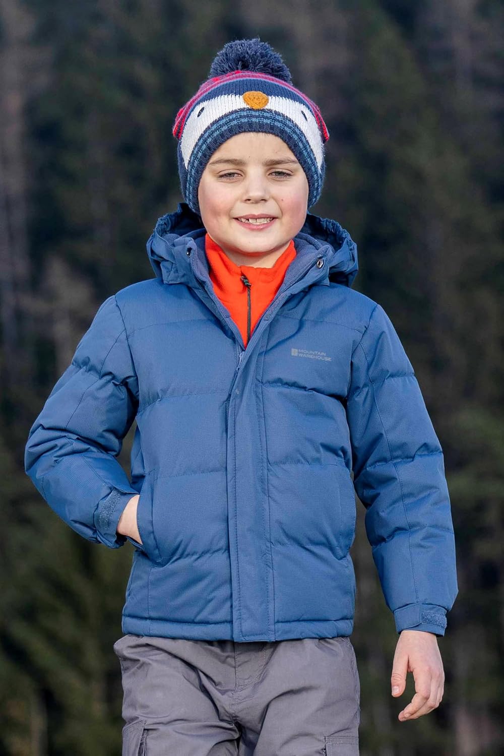 Snow Padded Kids Puffer Jacket - Water Resistant Coat, Fleece Lined Hood, Adjustable Cuffs - For Spring Summer 11-12 Years Dark Blue
