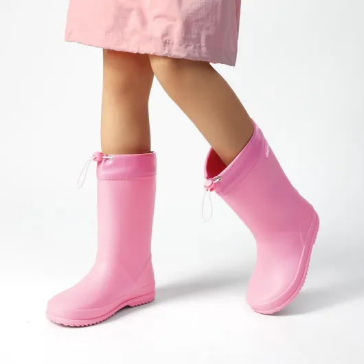 Kids Rain Boots Boys Girls Lightweight Boots Waterproof Easy-on Outdoor Playing Rain Boot Unisex-Child 2 UK Pink