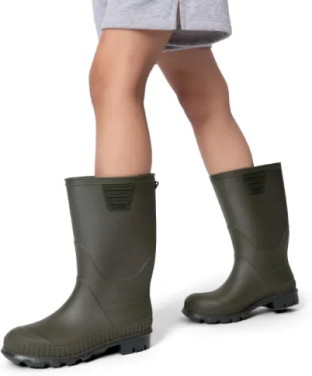 Kids Rain Boots Easy-On Lightweight Non-Slip Outsole for Boys & Girls Outdoor Rainy Day Play 4 UK Olive