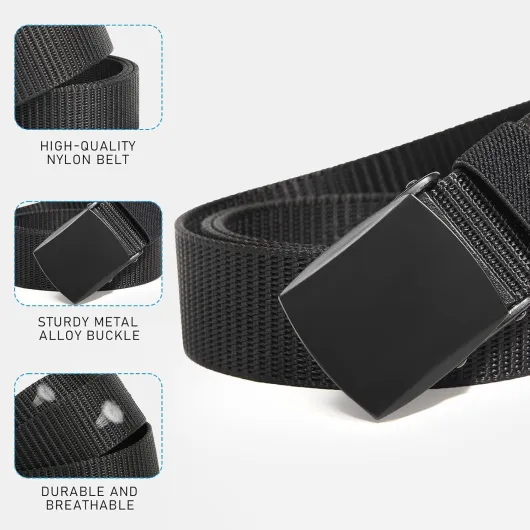 Kids Nylon Belt for Boys and Girls - Children's Belts for Boys age 6-12 Holeless Black Belt kids Schooluniform Belt with Silver Buckle A-black Buckle/Black Belt S (3-7yrs)