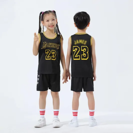 Kids Boys Basketball Kit 2 Piece Sleeveless Basketball Training Jersey and Shorts Set Black-23 11-14 Years