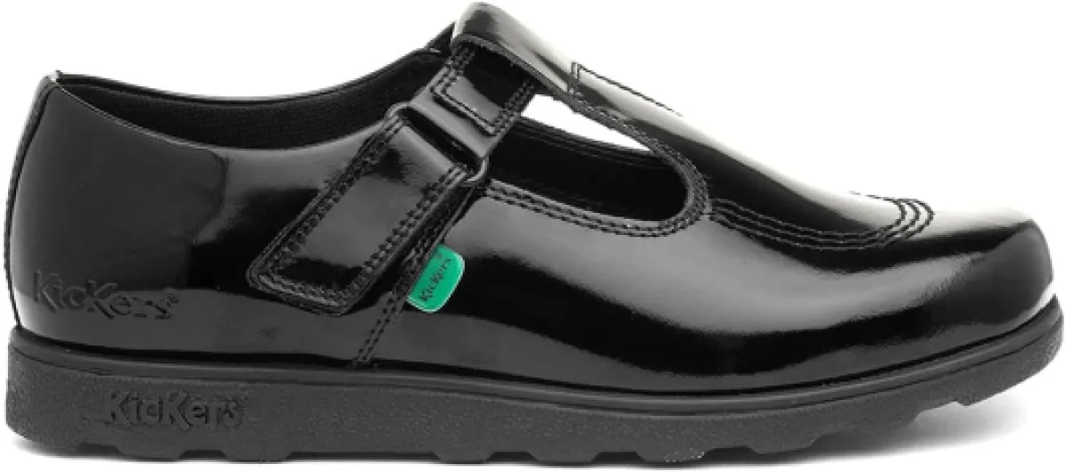 Kickers Kids Fragma T Bar Moc Toe Shoes Black 12 UK Child