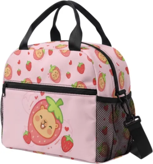 Capybara Lunch Bag Cute Cooler Bag Boys Girls Lunch Box Thermal Insulated Kids Lunch Bags for Beach School Camping Cute Capybara