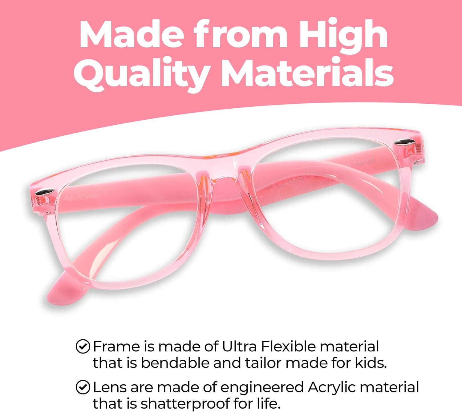 Unisex Kids Clear Lens Glasses Glasses One Size Pink
