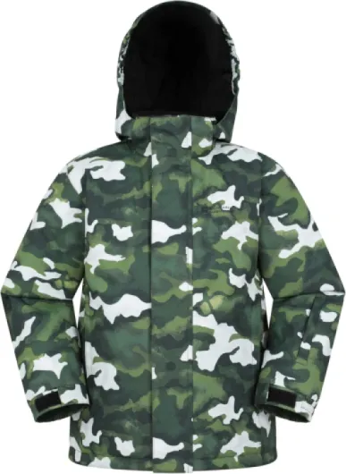 Kids Ski Jacket & Trousers Set - Snowproof Ski Outfit, Front Pockets, Fleece Lined Skiwear, Integrated Snowskirt - Winter Snowboarding Dark Khaki 9-10 Years