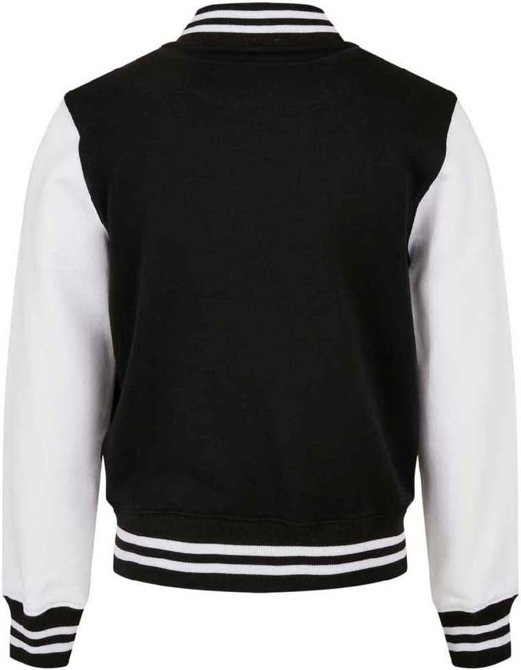 Unisex Kid's Organic Sweat College Jacket 122 cm-128 cm Black/White