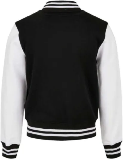 Unisex Kid's Organic Sweat College Jacket 122 cm-128 cm Black/White