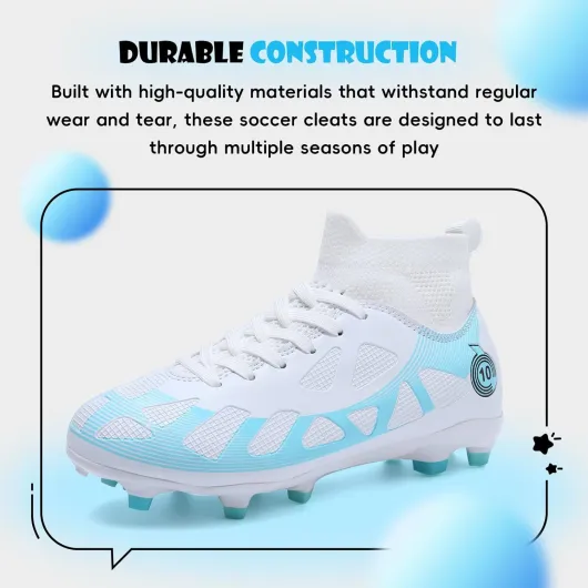Football Boots Kids Boys Girls Athletic Outdoor Football Shoes 4.5 UK Whiteag