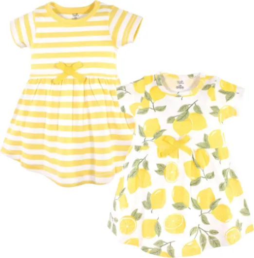 Touched by Nature Baby Girls Organic Cotton Short-Sleeve and Long-Sleeve Dresses Casual Dress S Lemon Tree