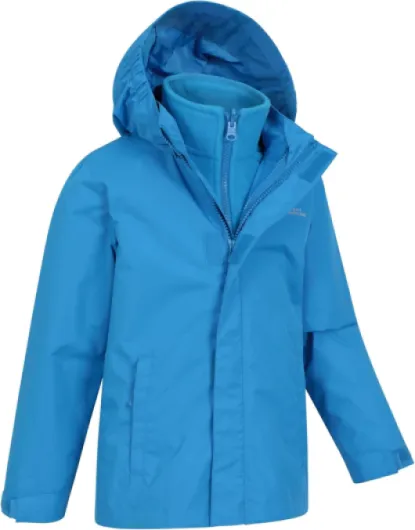 Fell Kids 3 in 1 Jacket - Water-Resistant Triclimate Raincoat, Detachable Inner Coat & Packaway Hood - Spring Summer, Walking, Hiking & Outdoors 11-12 Years Cobalt