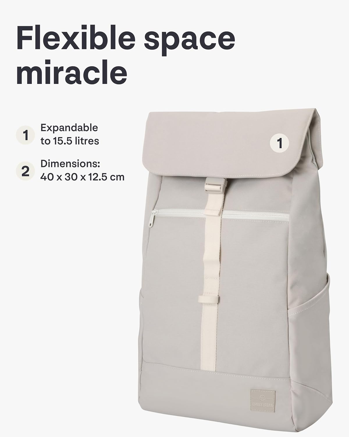 Backpack Women & Men Sand - Mika - Rucksack with 16 inch Laptop Compartment - Bag for Leisure, School and University - Stylish Daypack - Water-Repellent