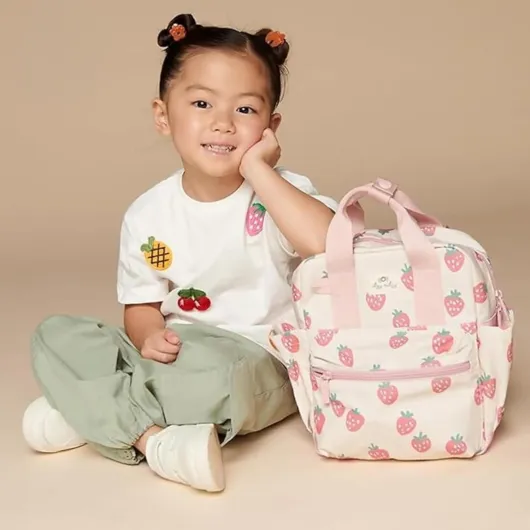 Toddler Backpack - Premium Small Childs Rucksack - Their First Big Kid Backpack - Wipe-Clean Waterproof Interior - Bottle Pockets - Boutique Bag for Girls - Nursery and Preschool Approved S Strawberry
