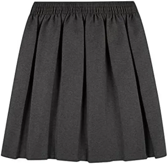 Girls School Uniform Skirts Back to School Box Pleated Round Elasticated Skirts 2-16 Years 15-16 Years Grey