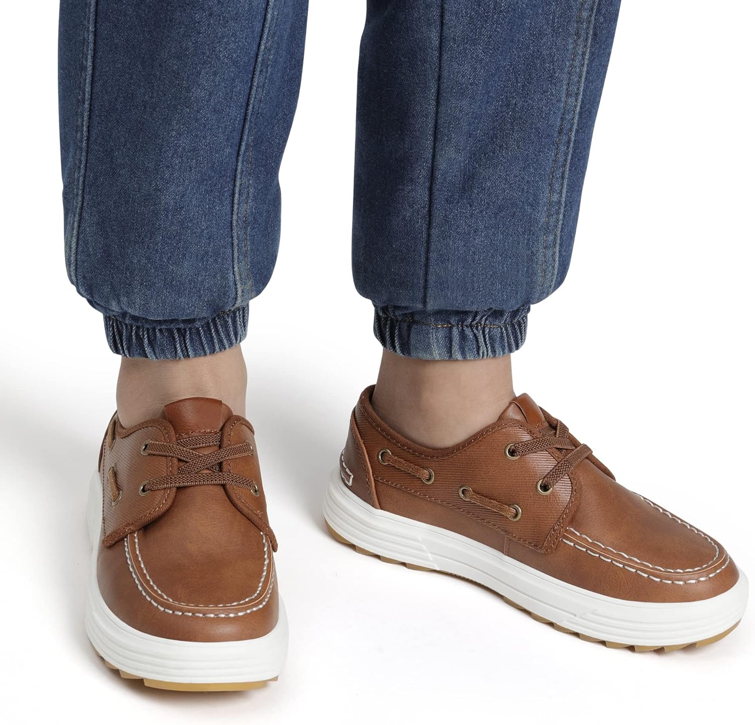 Boy's Boat Shoes Slip on Loafers Dress Casual School Shoes 5 UK Brown