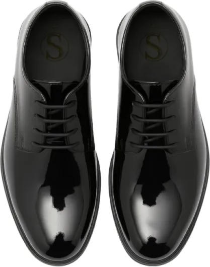 Boys Derby Patent Formal Dress Shoes Lace Up Wedding Prom Footwear 6 UK Black
