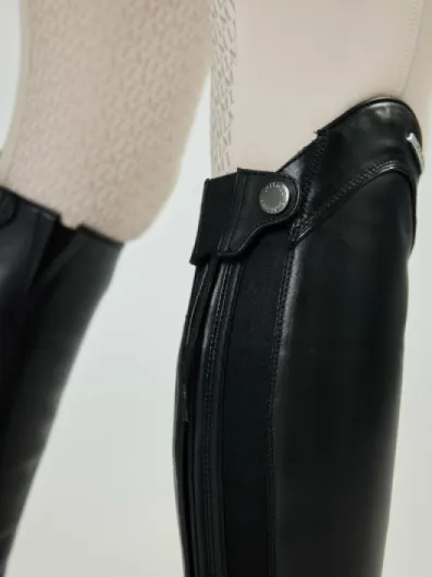 Junior Field Riding Boot - Childrens Long Leather Horse Riding Boot - Regular Height Calf 4 UK Black