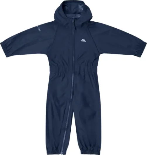 Unisex Kids Button Waterproof Rain Suit With Hood 5-6 Navy Blue