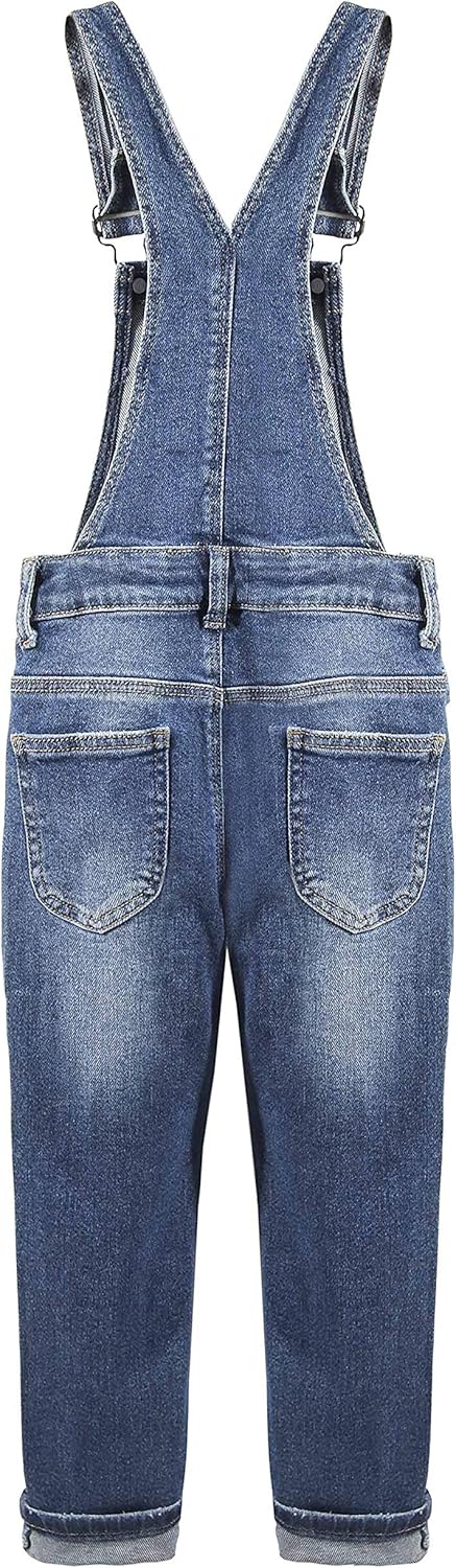Girl Denim Overalls,Little Big Kid Ripped Jean Workwear 13-14 Years Deep Blue-2262