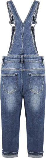 Girl Denim Overalls,Little Big Kid Ripped Jean Workwear 13-14 Years Deep Blue-2262