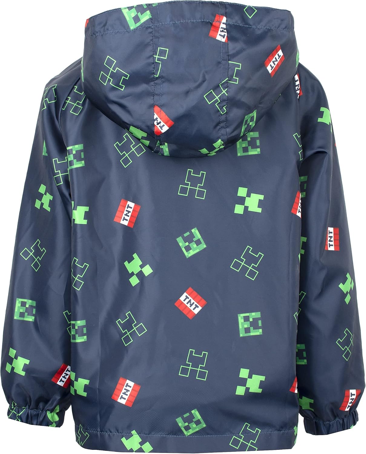 Minecraft Raincoat for Boys Age 5-12 Outdoor Waterproof Jacket with Lining and Hood Lightweight and Machine Washable - Size 9-10 Years 11-12 Years Navy Blue