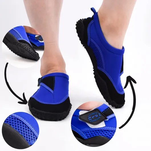 Aqua Beach Surf Wet Water Shoes Boys Girls Mens Womens Unisex Wetsuit Boots 4 UK Black Blue