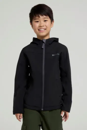 Exodus Kids Water Resistant Softshell Jacket - Boys & Girls Rain Coat - Travel 7-8 Years Black