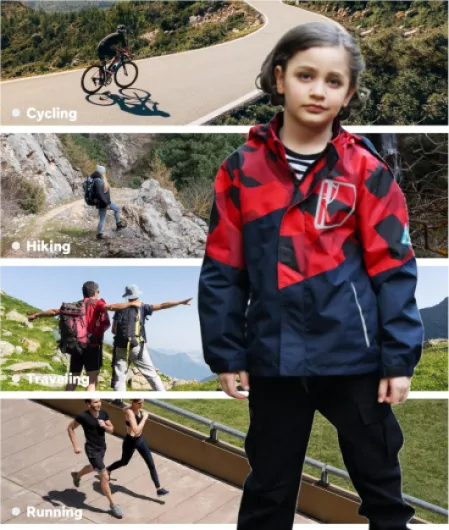 Kids Fleece Lined Raincoat Camo Waterproof Jackets 10-11 Years Red