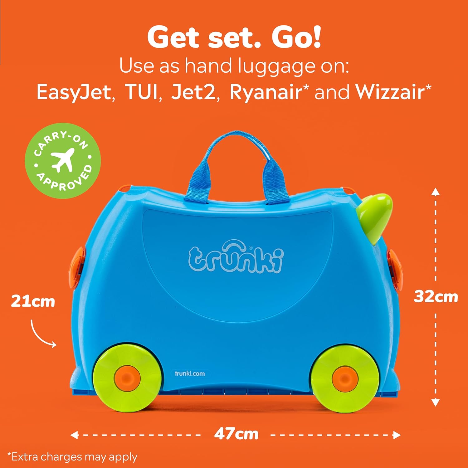 Children’s Ride-On Suitcase and Kid's Hand Luggage - Ideal Toy Gift for 3 Year Old Boys : Terrance (Blue)