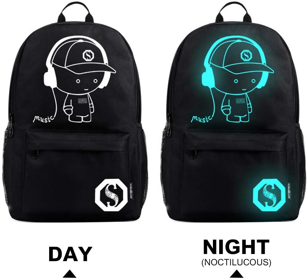 Children Luggage Suitcase Luminous Music Kids Laptop Backpack Cabin Wheeled Travel Business Wheeled Rolling Trolley Hand Case 25L Black Suitcase