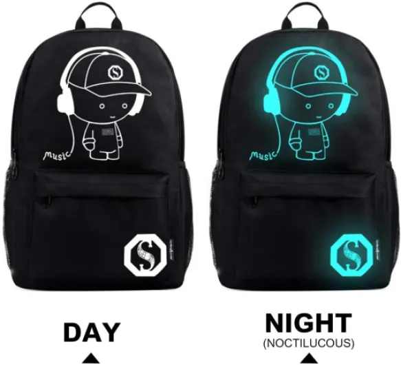 Children Luggage Suitcase Luminous Music Kids Laptop Backpack Cabin Wheeled Travel Business Wheeled Rolling Trolley Hand Case 25L Black Suitcase