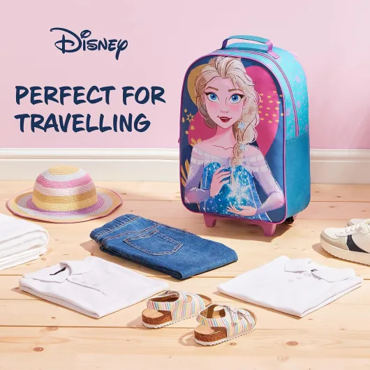 Kids Suitcase - Foldable Trolley Bag 47 x 30cm, 2 Wheels Extendable Handle - Kids Gifts (Blue Elsa)