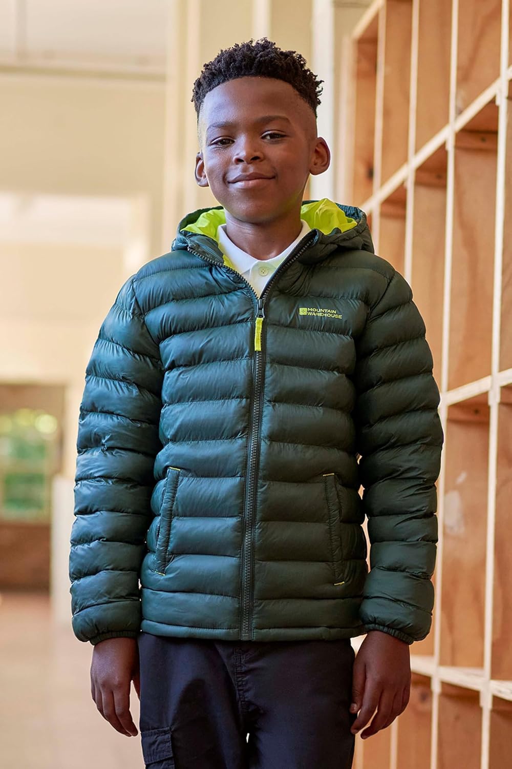Seasons Padded Kids Puffer Jacket - Water Resistant, Lightweight & Insulated Coat, Boys & Girls - Spring Summer, School, Travel 9-10 Years Khaki
