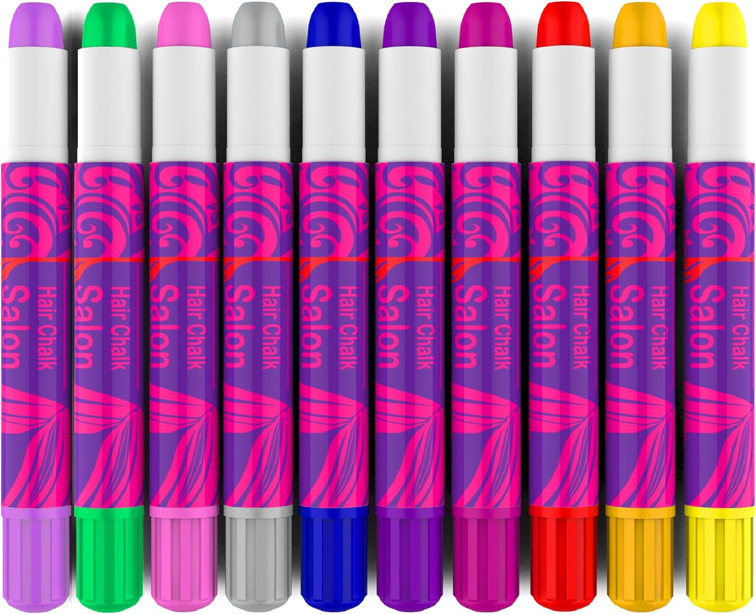 Hair Chalk Gift for Girls - 10 Temporary Non-Toxic Easy Washable Hair Dye Colourful, Metallic, Glitter Pens - Great Games Birthday Girls 1 count (Pack of 10)