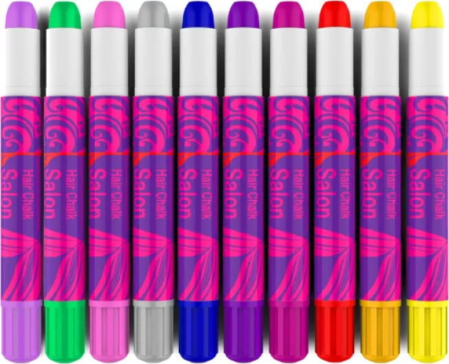 Hair Chalk Gift for Girls - 10 Temporary Non-Toxic Easy Washable Hair Dye Colourful, Metallic, Glitter Pens - Great Games Birthday Girls 1 count (Pack of 10)