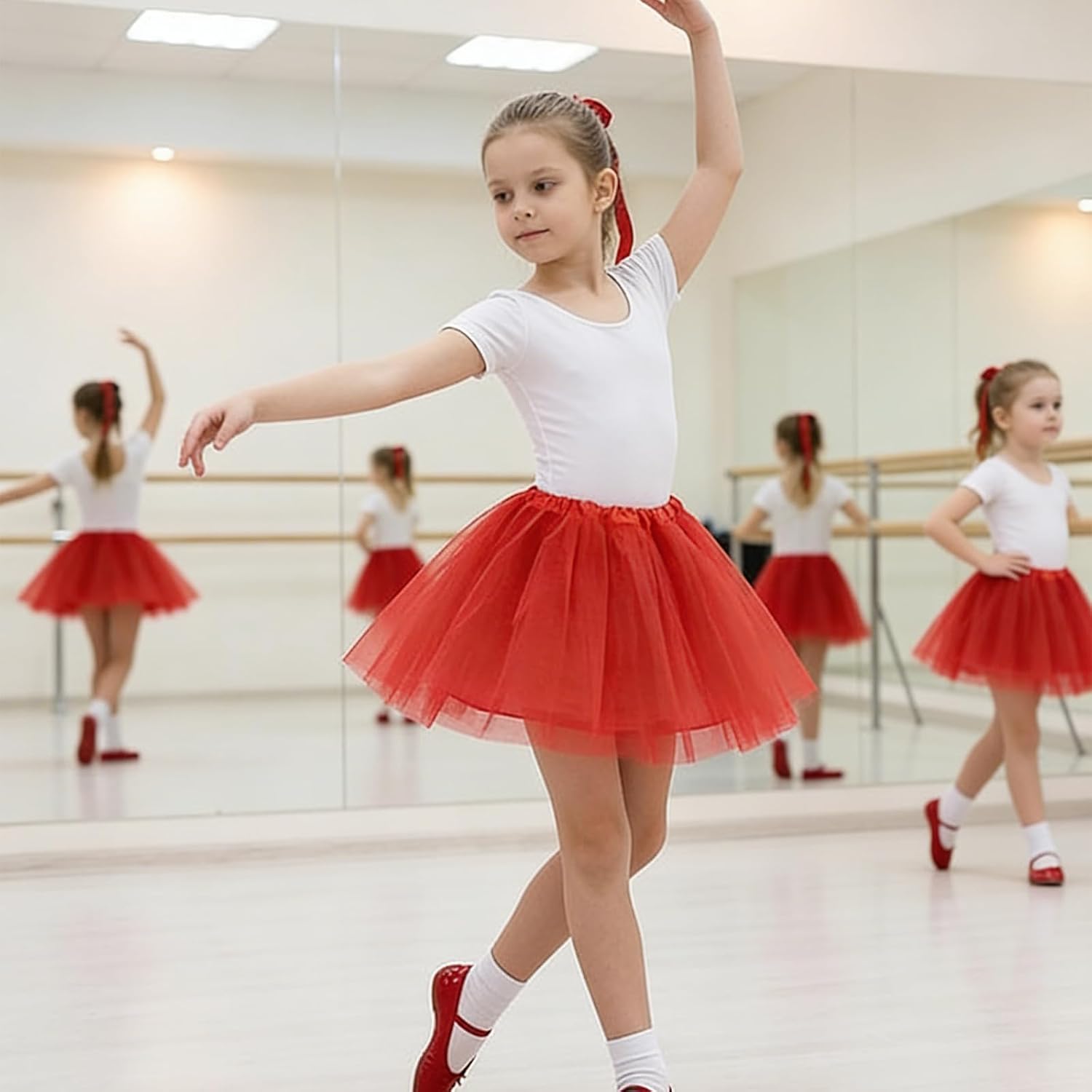 Girl Tutu Skirts,3 Layered Tulle Tutus Skirt with,Layered Tulle Tutu Skirt for Dress-up Parties Dancing,New Year Birthday Theme Party Holiday Wedding Daily Wear, for 3-8 Years